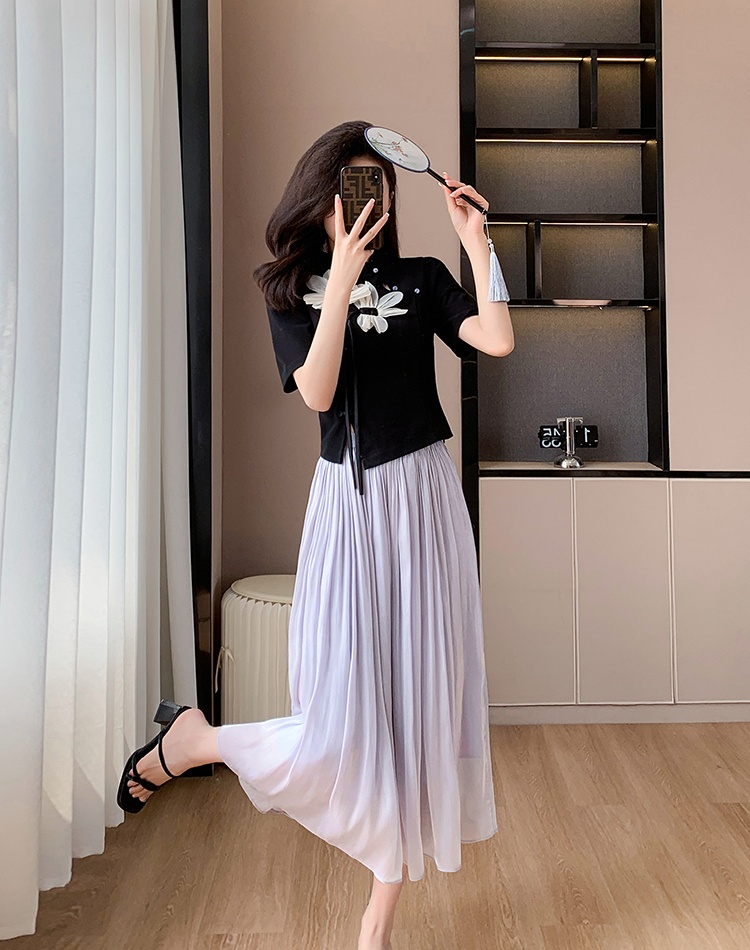 Big skirt sweet long skirt long summer tops 2pcs set