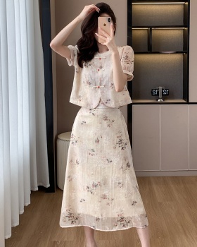 Chinese style small shirt summer cheongsam 2pcs set