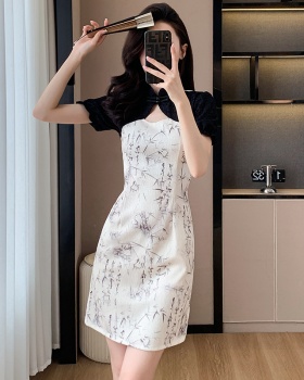 Temperament maiden cheongsam printing summer dress