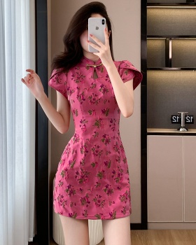 Chinese style jacquard cheongsam temperament summer T-back