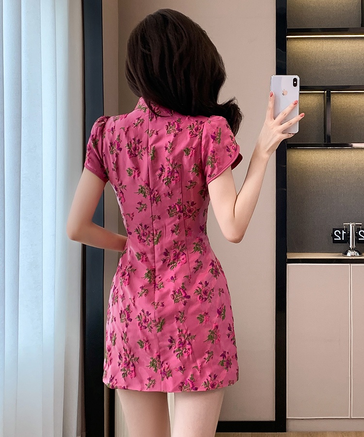 Chinese style jacquard cheongsam temperament summer T-back