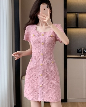 Chanelstyle stereoscopic rose temperament ladies dress