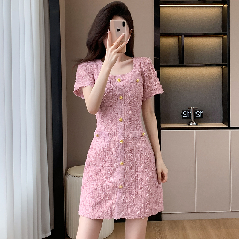 Chanelstyle stereoscopic rose temperament ladies dress