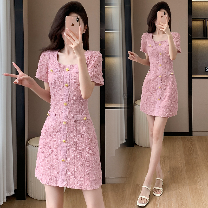 Chanelstyle stereoscopic rose temperament ladies dress