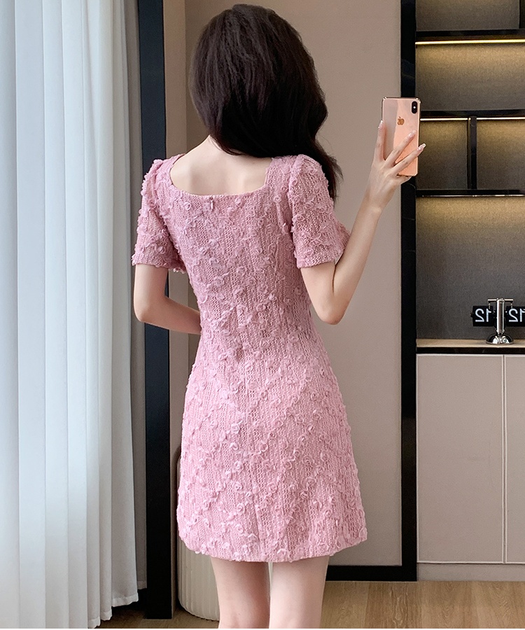 Chanelstyle stereoscopic rose temperament ladies dress