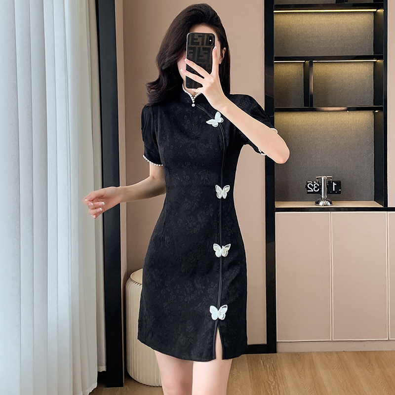 Summer temperament dress maiden Chinese style T-back