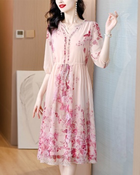 Temperament real silk dress elegant long dress