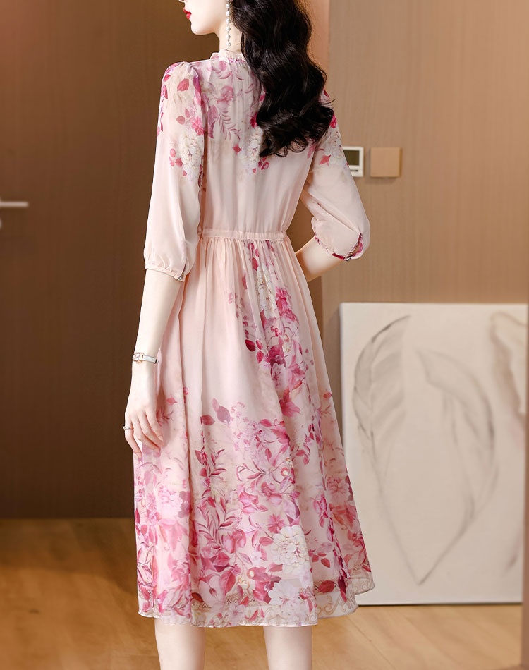 Temperament real silk dress elegant long dress