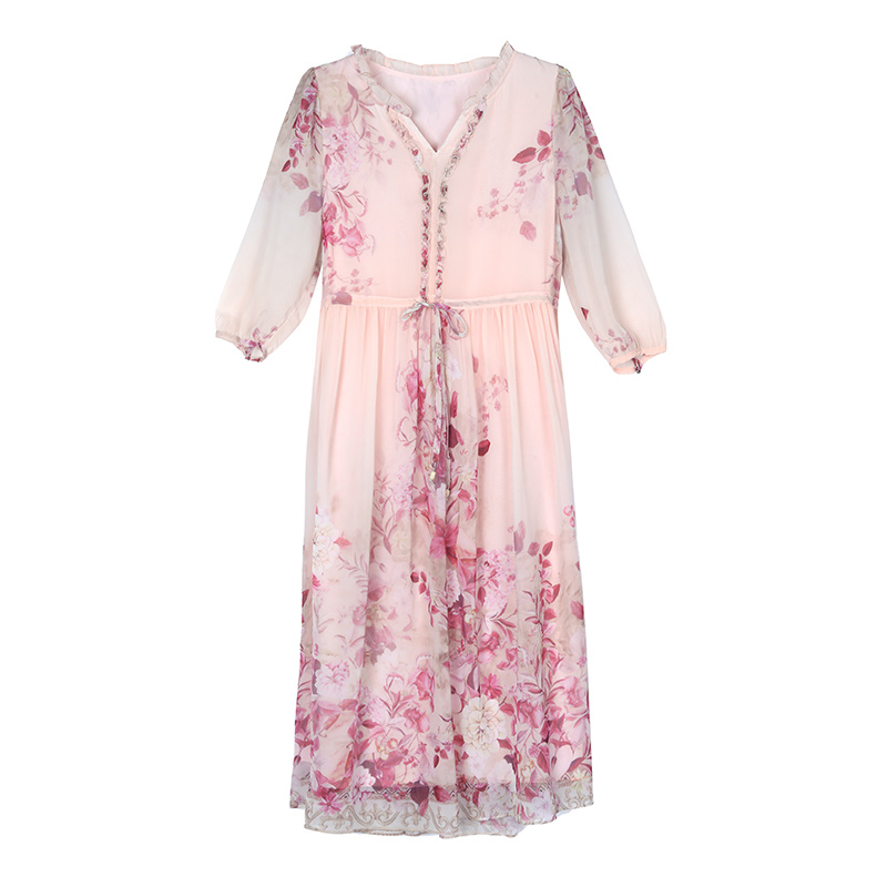 Temperament real silk dress elegant long dress