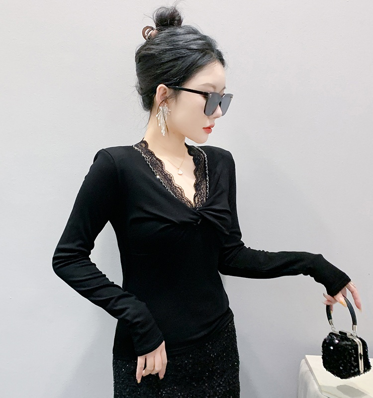 Long sleeve rhinestone beading tops for women