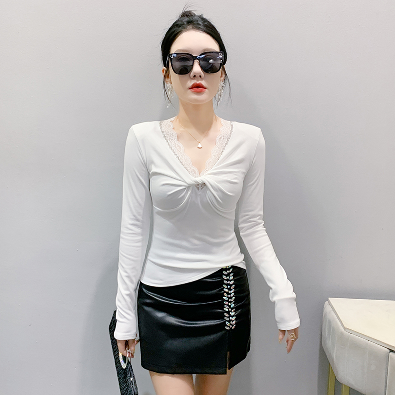 Long sleeve rhinestone beading tops for women