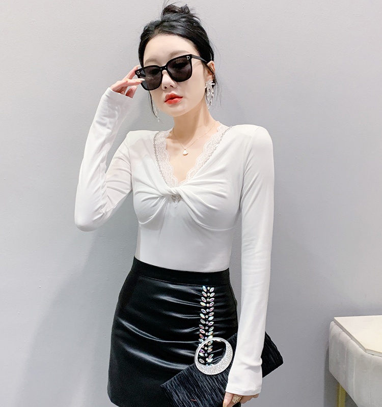 Long sleeve rhinestone beading tops for women