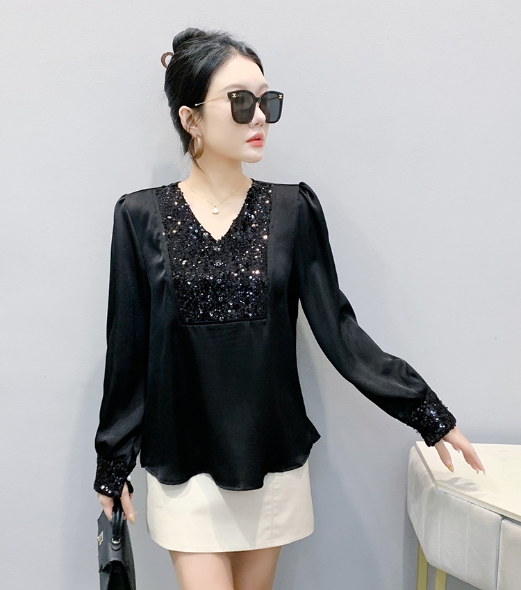 Sequins unique tops large yard shirt for women