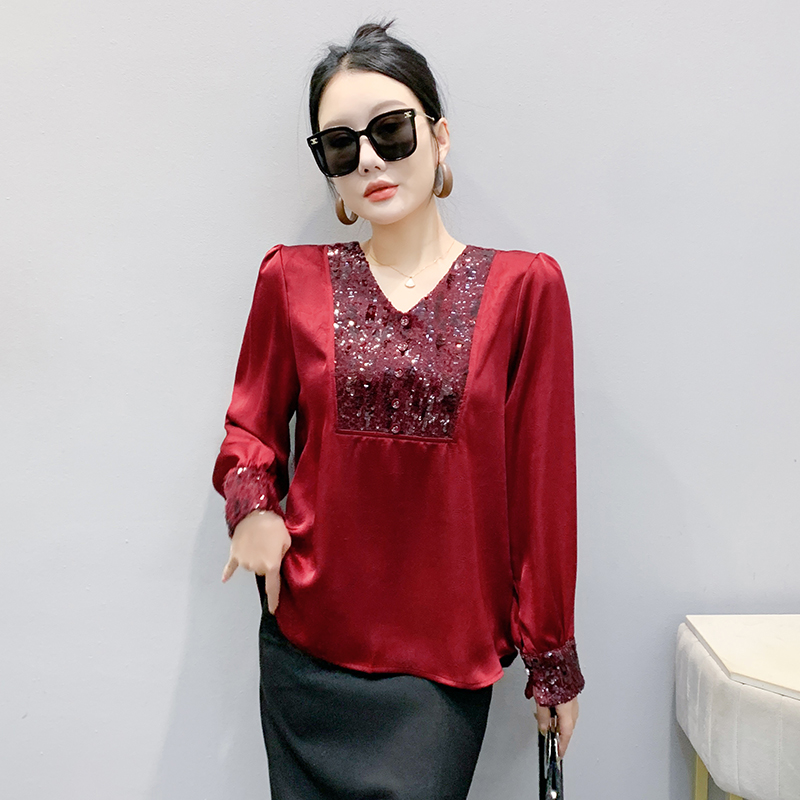 Sequins unique tops large yard shirt for women