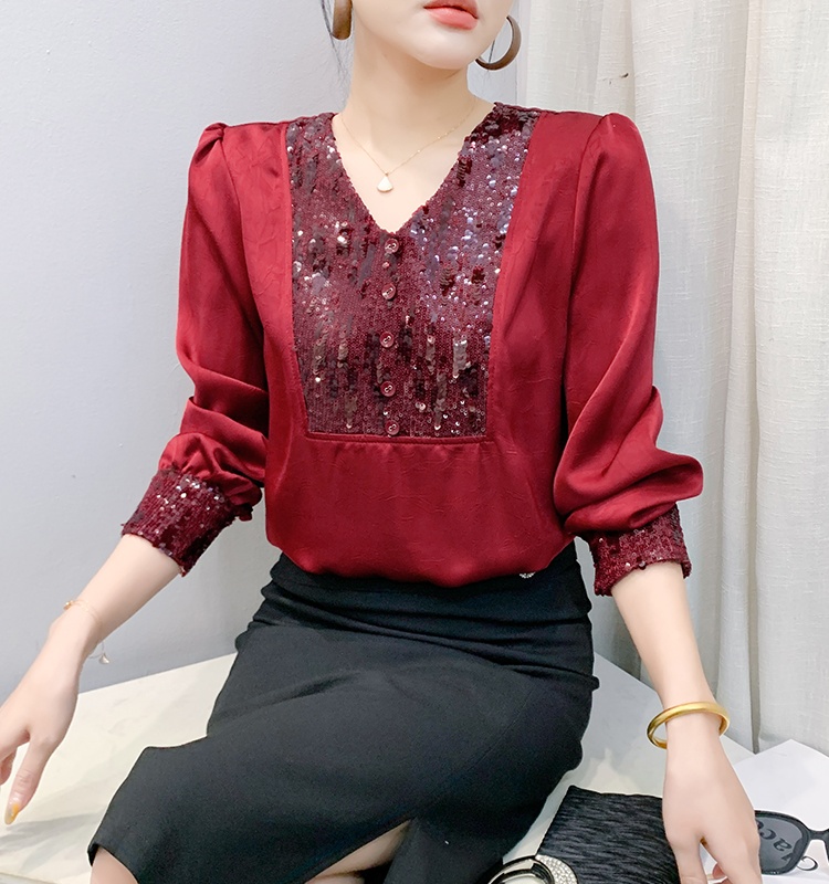 Sequins unique tops large yard shirt for women