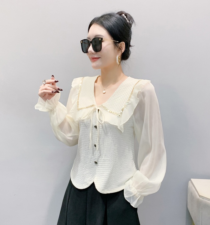 Lotus leaf edge collar small shirt slim tops