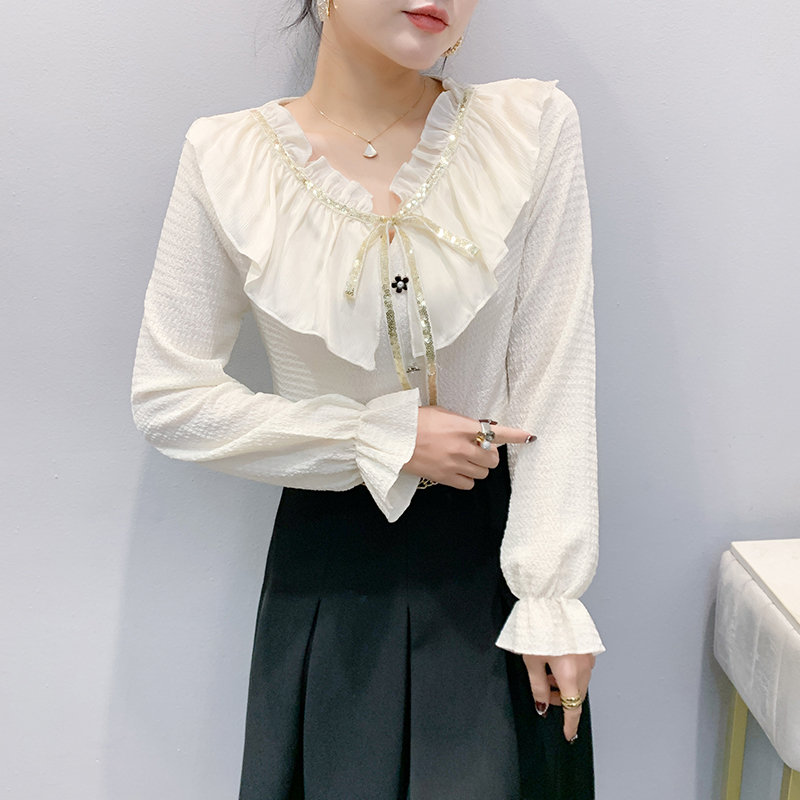 Fold bottoming shirt T-shirt for women