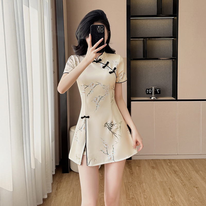 Tender maiden cheongsam elasticity temperament dress a set