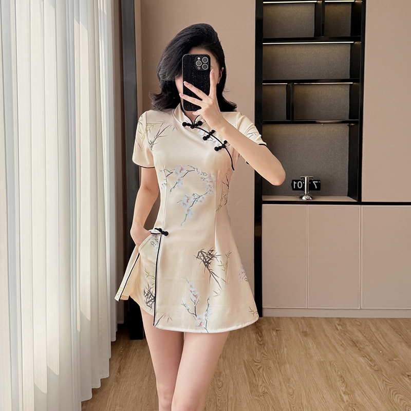 Tender maiden cheongsam elasticity temperament dress a set