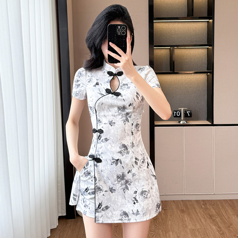 Fashion ink dress summer colors shorts 2pcs set