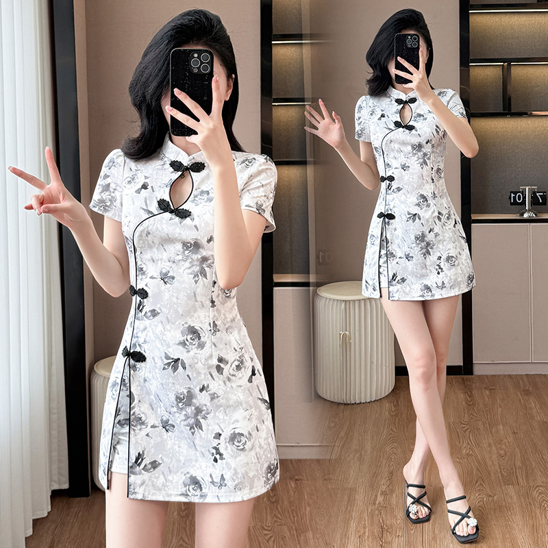 Fashion ink dress summer colors shorts 2pcs set