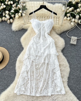 France style summer dress pinched waist long dress for women