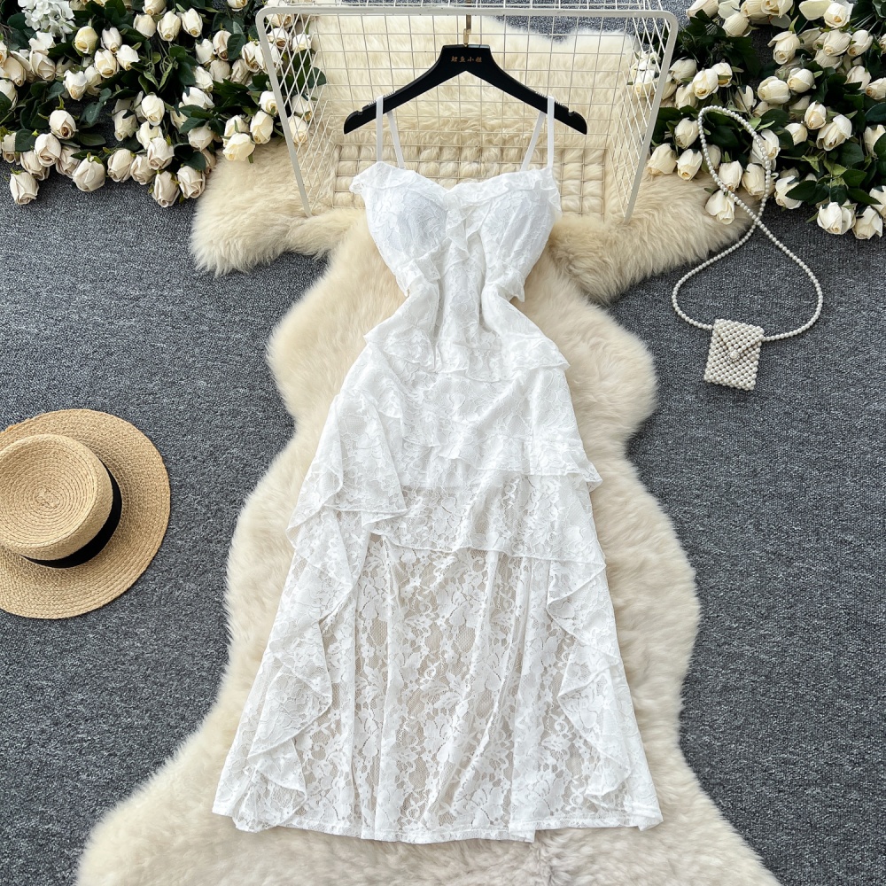 France style summer dress pinched waist long dress for women
