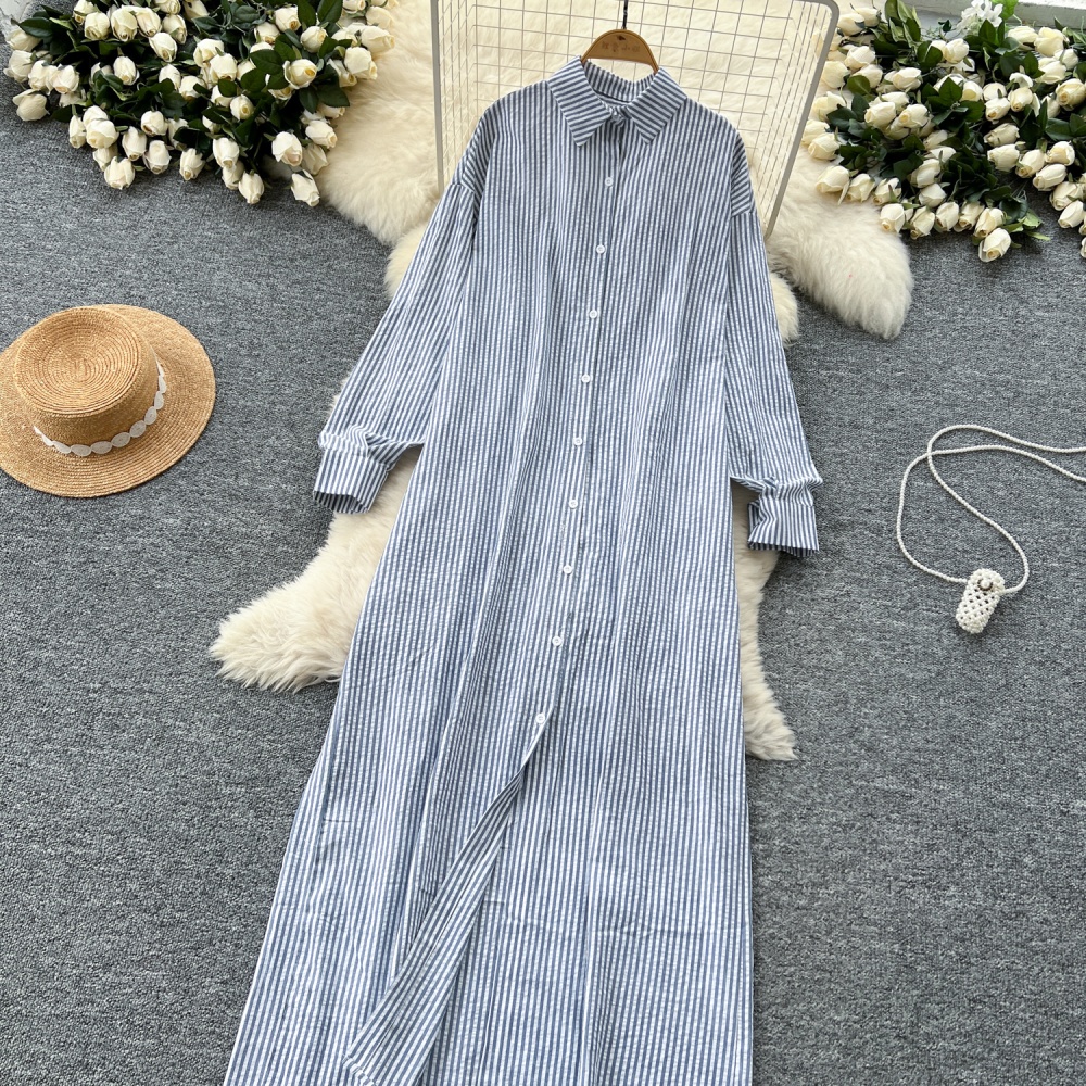 Stripe show young cardigan loose Casual dress for women