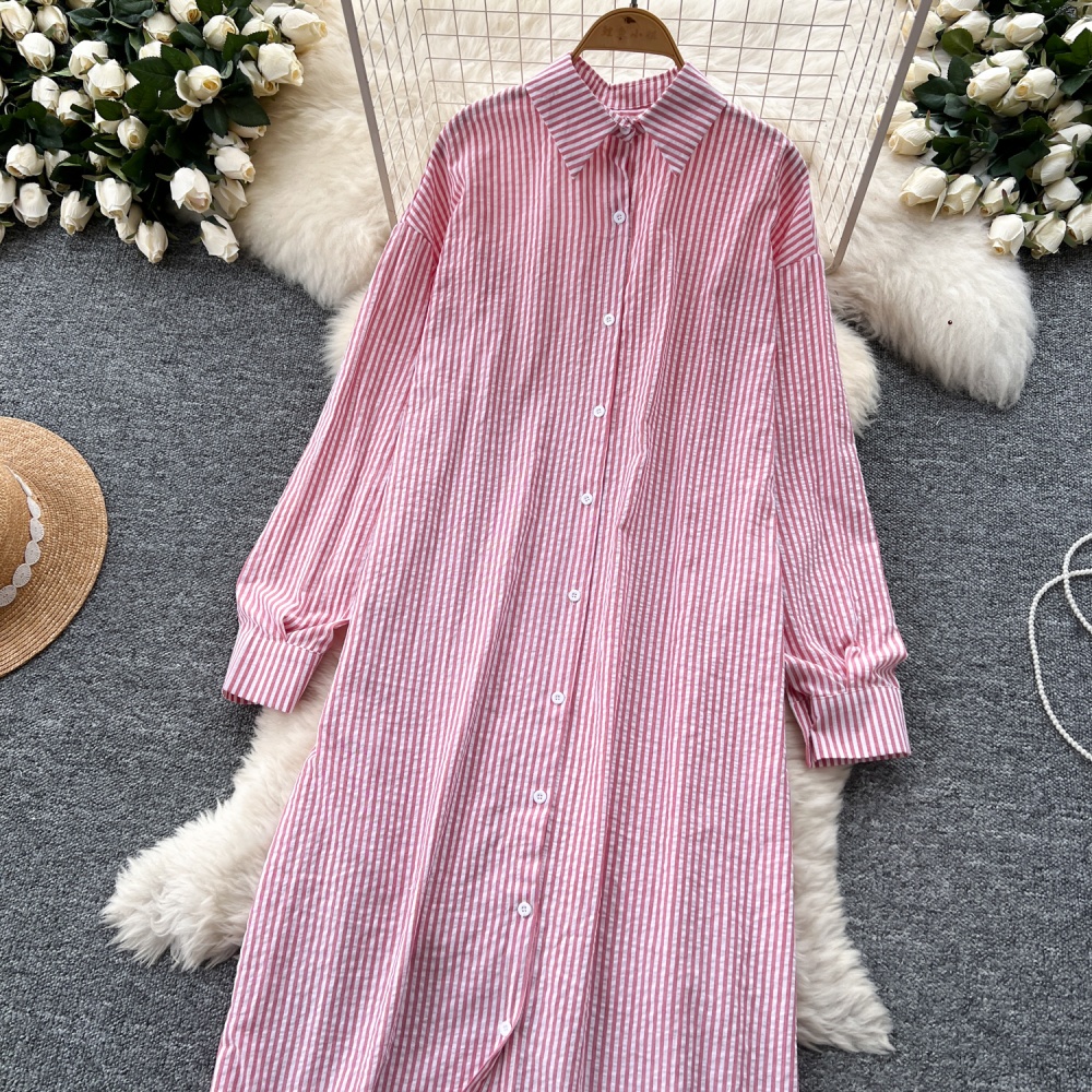 Stripe show young cardigan loose Casual dress for women