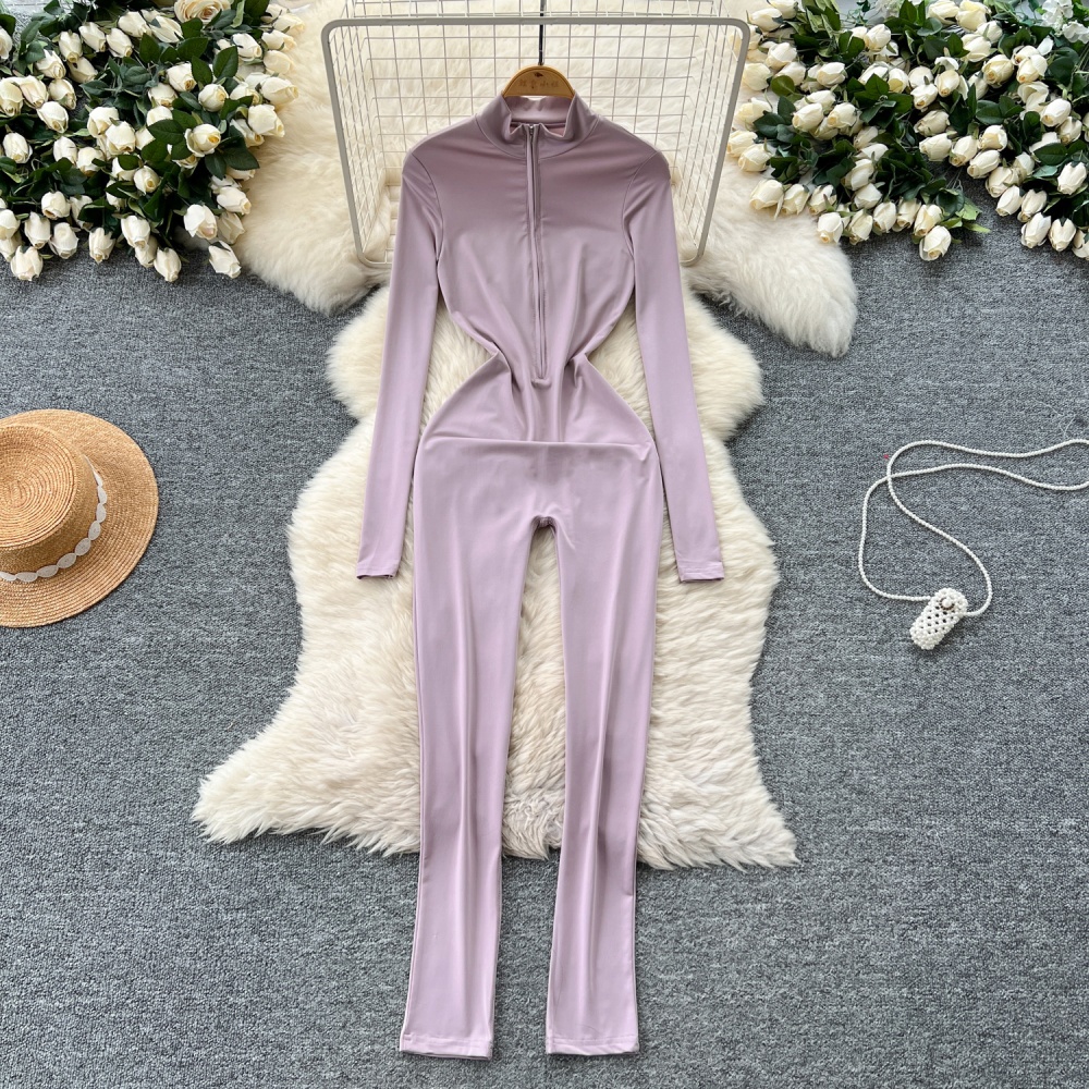 Long sleeve Casual leotard zip casual pants for women