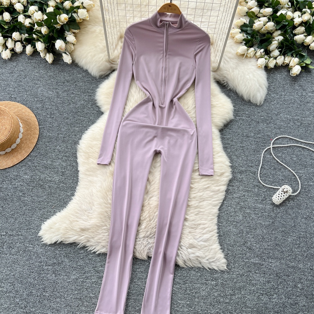 Long sleeve Casual leotard zip casual pants for women