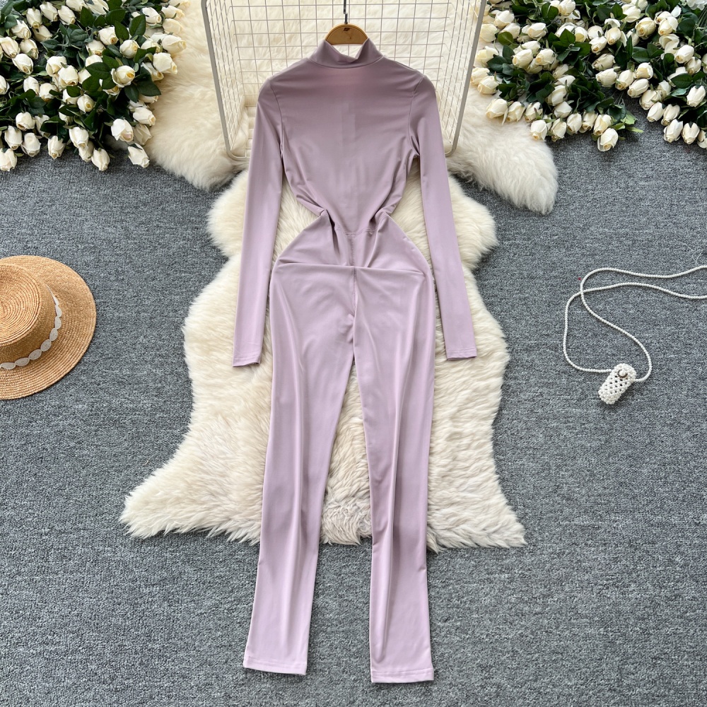 Long sleeve Casual leotard zip casual pants for women