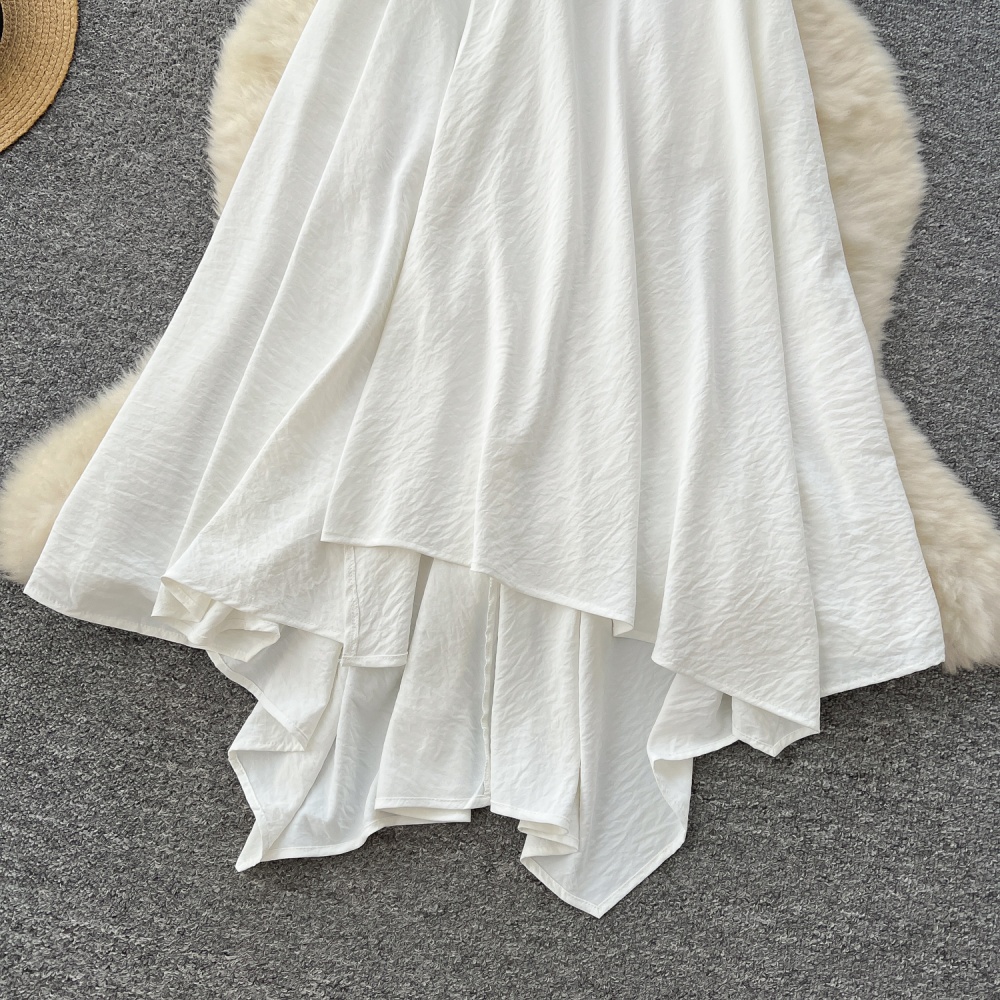 Summer pinched waist long dress temperament fold dress