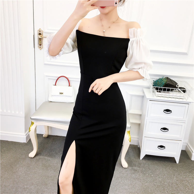 Fashion short sleeve formal dress package hip summer dress