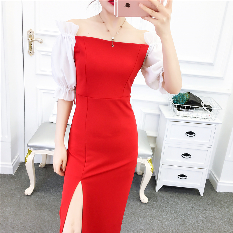 Fashion short sleeve formal dress package hip summer dress