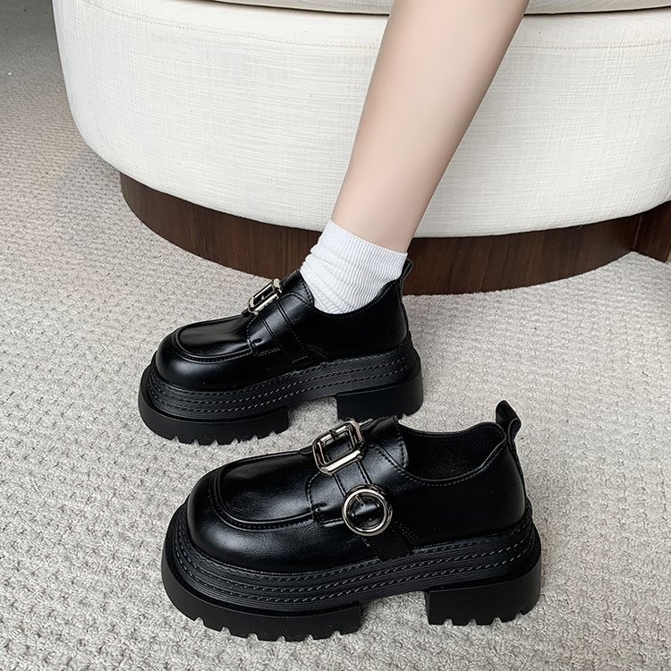 Thick crust shoes leather shoes for women