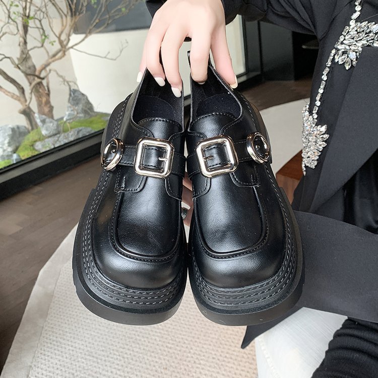 Thick crust shoes leather shoes for women