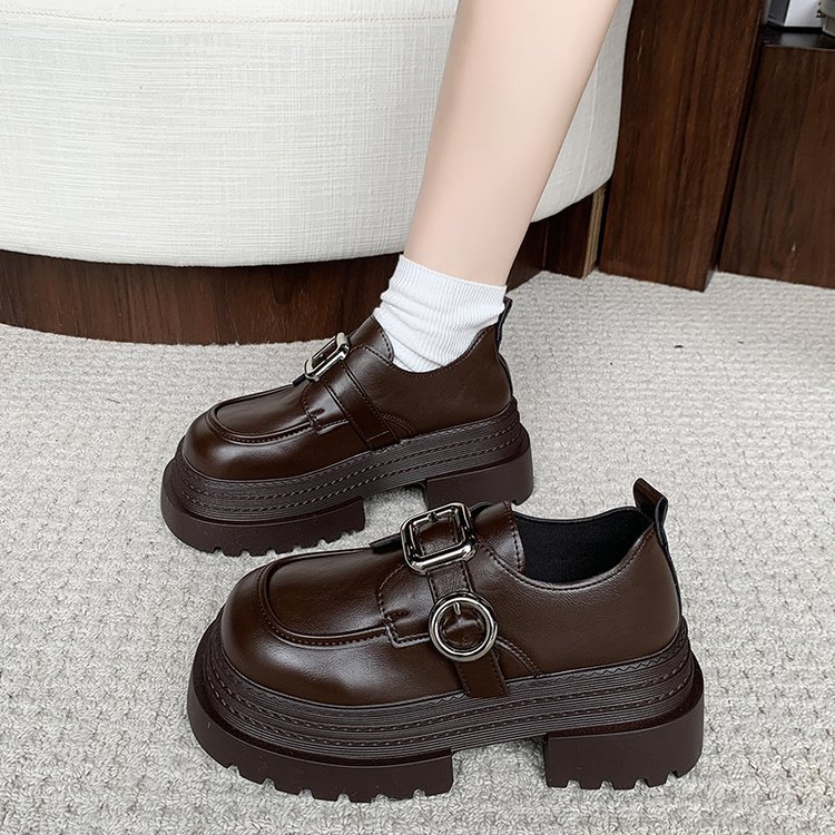 Thick crust shoes leather shoes for women