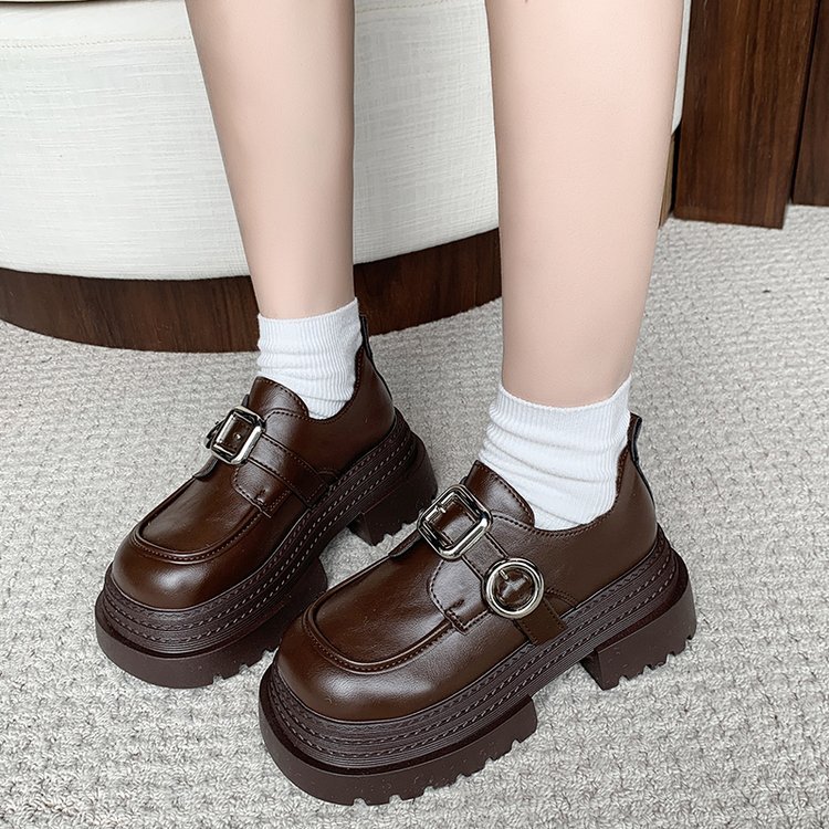 Thick crust shoes leather shoes for women