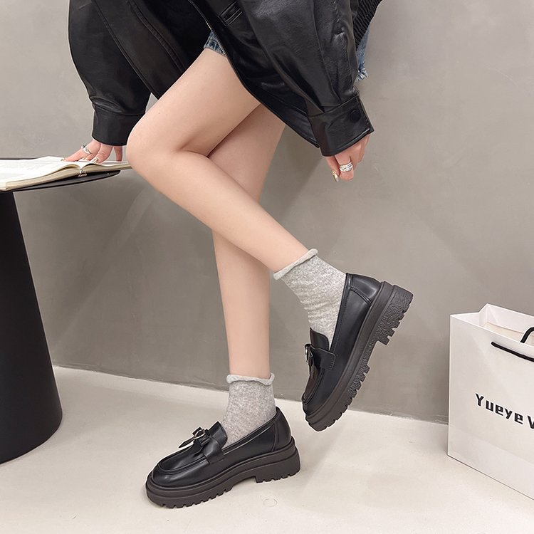 Thick crust leather shoes shoes for women