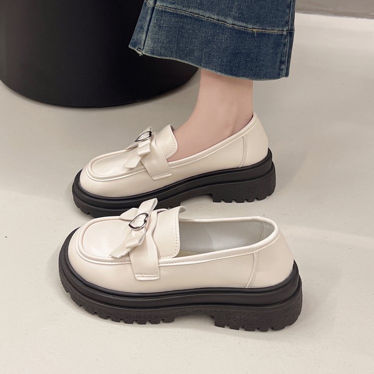 Thick crust leather shoes shoes for women