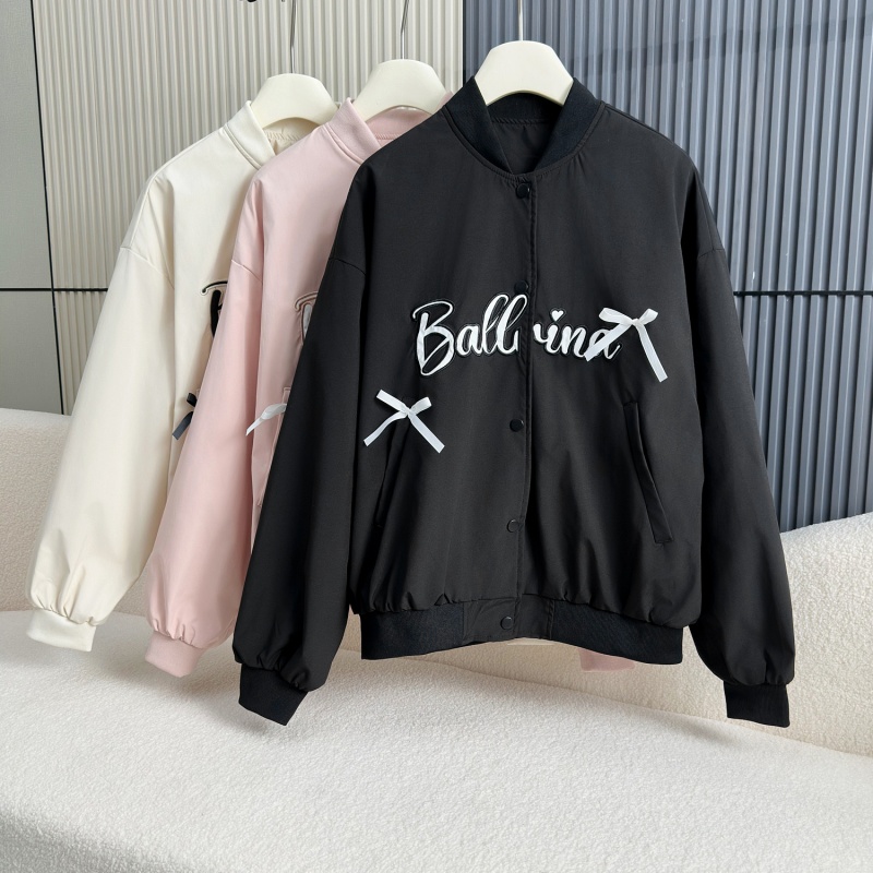 Embroidery pocket niche coat bow letters baseball uniforms