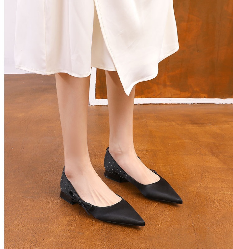 Thick temperament flattie pointed shoes for women