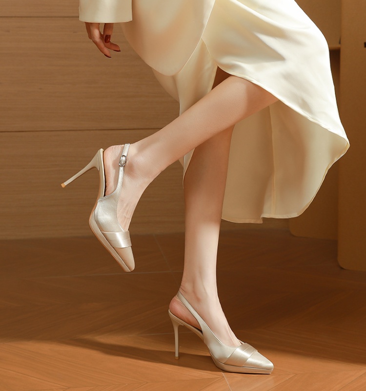 Sheepskin high-heeled shoes pointed platform for women