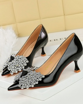 Bow low high-heeled shoes temperament shoes for women