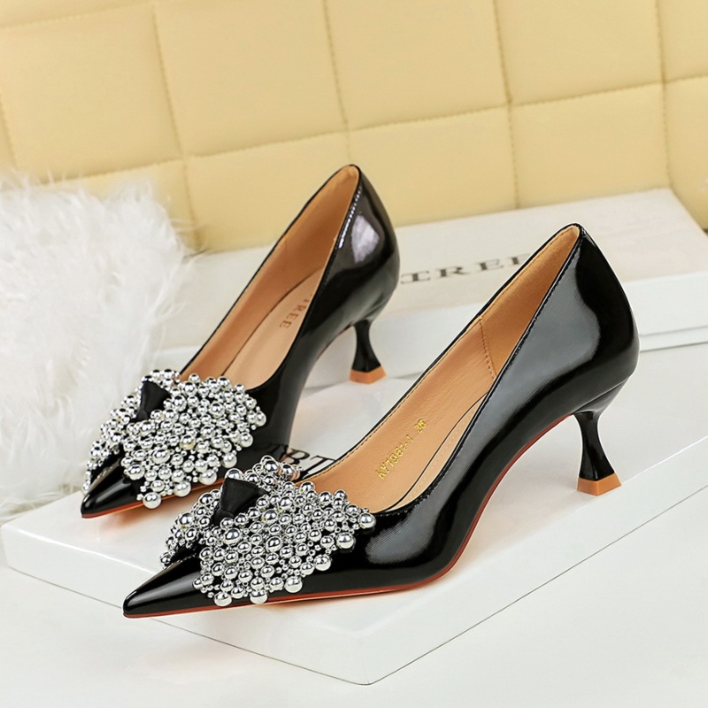 Bow low high-heeled shoes temperament shoes for women