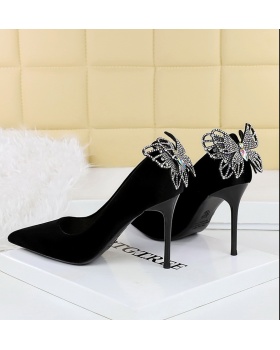 Elegant Korean style high-heeled shoes bow fine-root shoes