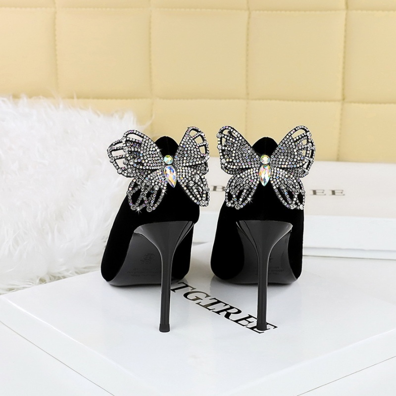 Elegant Korean style high-heeled shoes bow fine-root shoes