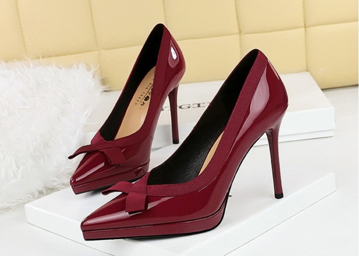 Bow high-heeled shoes temperament platform for women