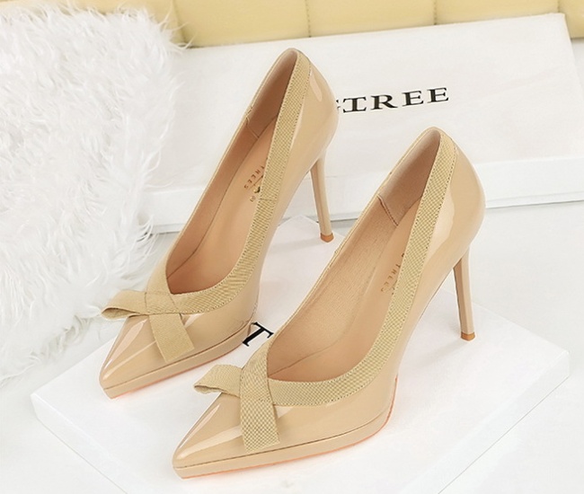 Bow high-heeled shoes temperament platform for women